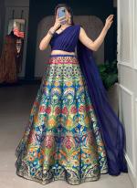 Banarasi Silk Navy Blue Party Wear Weaving  Lehenga Choli